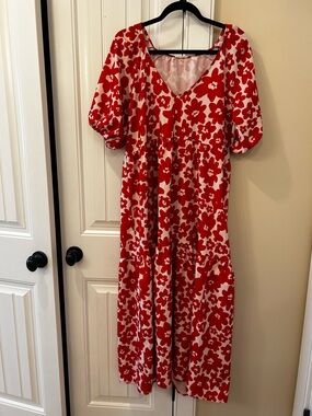 SundayUp Pink and Red Floral Dress